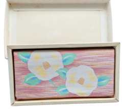 VINTAGE Wallet Kimono SILK Fabric Pink  Japanese Camellia flowers w tag - £30.81 GBP