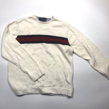 Tommy Hilfiger Mens M Medium Crew neck Sweater Cream Cotton Stripe - £24.43 GBP