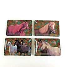 Set of 4 Vintage Cracker Barrel Country Style Family Horse Dish Ring Tray 4x6 - £26.03 GBP