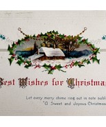 Merry Christmas Victorian Greeting Card Cabin Embossed 1900s Postcard PC... - $27.34 CAD