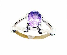 India 925 Sterling Silver Cute Genuine Purple Ring, Amethyst Purple Gems Silver  - £12.56 GBP