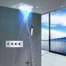 LED Shower Set Ceiling Mount 4 Rainfall Mode 14&quot;x20&quot;, Brushed Nickel - £1,688.63 GBP