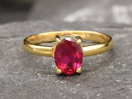 14K Yellow Gold Palleted Ruby Ring Woman And Men Birthstone Ring Gift Ring US 6 - £69.45 GBP