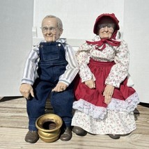 William Wallace Jr Grandma &amp; Grandpa Porcelain Dolls 23&quot; Vintage Extra Clothes - £205.77 GBP