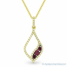 0.36ct Round Cut Ruby &amp; Diamond Pave Necklace Pendant in 14k Yellow &amp; Black Gold - £609.38 GBP