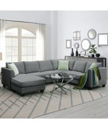 Manarola L-Shape Sectional Sofa with Ottoman Upholstered in Polyester - £1,089.10 GBP