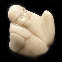 Chinese Carved Soapstone Wise Man Small Figurine Mid-Century 2&quot; Republic... - $12.84