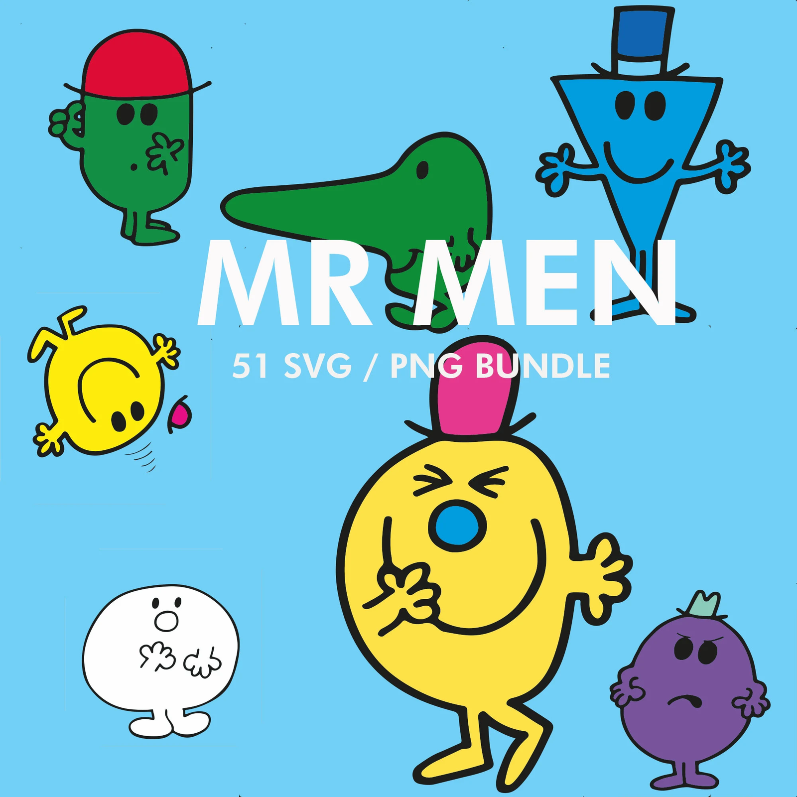 Mr Men Digital Image Bundle with Bonus Font Package - $5.00