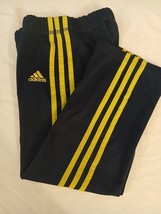 Adidas Boys Track Pants Black with Yellow Stripes Size M – Athletic Joggers - $7.42