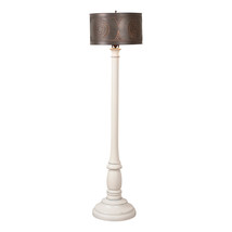 Irvins Country Tinware Brinton Floor Lamp in Rustic White with Metal Drum Shade - £595.19 GBP