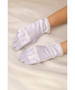  Women&#39;s Bridal Pearl Trim Satin Wrist Gloves - €21,39 EUR