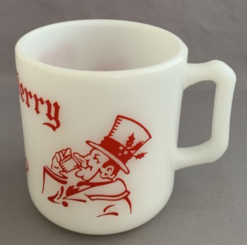 Primary image for Vintage Mug Hazel Atlas Tom & Jerry Egg Nog Cup All-Red Version 1940s Milk Glass