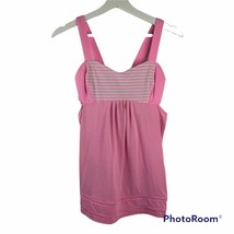 Lululemon Size 6 Tank Run Back On Track Pink Shell Classic Stripe White ... - $16.79