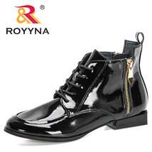 New Designers Patent Leather High Top Shoes Woman Autumn Zipper Boots Female Lac - £27.49 GBP