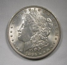 1896 Silver Morgan Dollar VCH AU Coin AN525 - £42.06 GBP