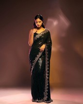 Beautiful Sequence Embroidery Work Saree - Perfect for Special Occasion, Indian  - £55.71 GBP