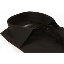 Men's Shirt Hankie CASILA Turkey Cotton Blend Long Sleeves 501460-02 Solid Black image 2
