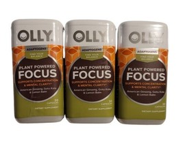 3x OLLY Plant Powered Focus Caps 30 Day Supply Ginseng, Gota Kola Lemon Balm - £35.52 GBP