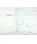 2 Vintage Pillowcases White Cutwork Maderia Embroidery Basket 34 in L 20... - £25.92 GBP