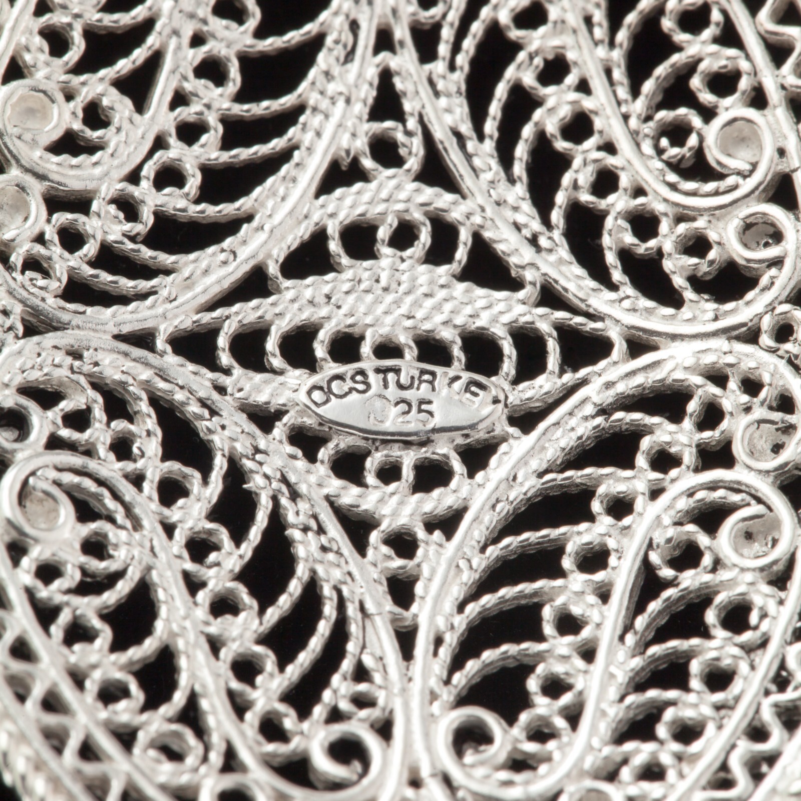 Gorgeous Filigree Sterling Silver Pendant 44 mm Wide Item image 7