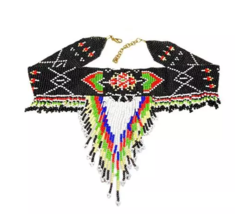 seeds beads native american style Precious necklace and matching earrings - £17.52 GBP