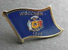WISCONSIN US STATE SINGLE FLAG LAPEL PIN BADGE 7/8 INCH - £4.43 GBP