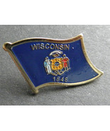 WISCONSIN US STATE SINGLE FLAG LAPEL PIN BADGE 7/8 INCH - £4.45 GBP