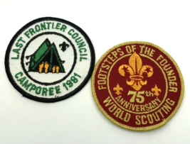 Boy Scout BSA (2) Patches Footsteps Of The Founder &amp; Last Frontier Campo... - $5.92