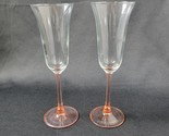 Set of 2 Cristal D&#39;Arques France AMERICANA ROSE Crystal Champagne Flutes... - $18.80