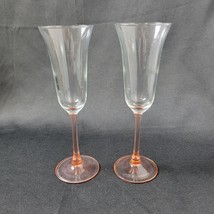Set of 2 Cristal D&#39;Arques France AMERICANA ROSE Crystal Champagne Flutes 8 5/8&quot; - £14.79 GBP
