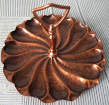 Vintage Gregorian Hammered Solid Copper Candy Nut Serving Dish Tray With Handle - £19.65 GBP