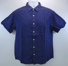 B) UNTUCKit Men Blue Cotton Short Sleeve Button Down Slim Fit Shirt Large - $14.84