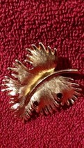 Vintage Monet Pin Brooch - Gold Tone + White Oak Leaf - Beautiful! - $8.95