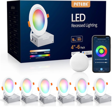 Peteme LED Smart Recessed Lighting 4 Inch Recessed Light IC Rated ETL Certified, - £153.50 GBP