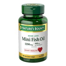 Nature&#39;s Bounty Mini Fish Oil Softgels 1290 mg, Omega-3, Supports Heart Health,  - £27.10 GBP