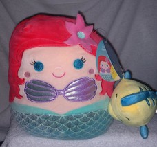 Squishmallows Disney The Little Mermaid ARIEL &amp; Mini Flounder 10&quot;H NWT - $30.57