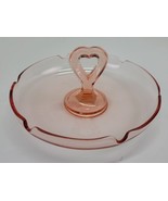 Vtg Pink Depression Glass Heart Handle Holiday Tidbit Tray Candy Serving... - $460.37 MXN