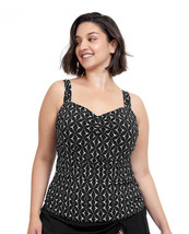 Profile by Gottex Womens Plus Size Shirred Underwire Tankini Top 22 W Black - $24.99