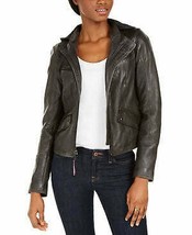 Tommy Hilfiger Leather Womens Zippered Pocketed Bomber Jacket - $108.00