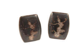 Silver Cufflinks Black Nielloware Siam Star Ethnic Goddess Mekkala Sterling - £3.74 GBP