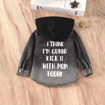 Toddler Girls Casual Single Breasted Black Grey Hooded Autumn Jacket 3-7T - £30.02 GBP