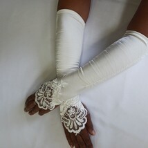 Sexy Women's Nylon Spandex Blend Fingerless Stretch Cream Gloves - One Size image 7