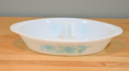 Vintage Glasbake by Jeanette Blue Thistle Divided Casserole Vegetable Dish - £7.96 GBP