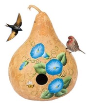 MORNING GLORIES GOURD BIRDHOUSE - Amish Hand Painted Morning Glory Flowers - $53.99