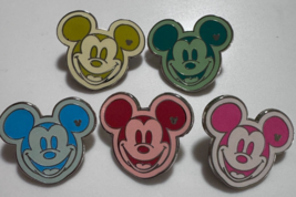 Lot 5 Disney Pins Colorful Mickey Mouse Head WDW Hidden Mickey Series - $22.76