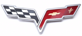OEM Rear Bumper Chrome Crossflags Emblem Badge 08-12 Corvette 22901568 *DAMAGED* - £15.36 GBP