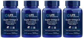 Super OMEGA-3 EPA/DHA Fish Oil Sesame & Olive Extract 4 Bottles Life Extension - $113.99