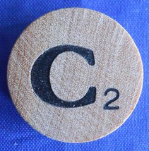 WordSearch Letter C Tile Replacement Wooden Round Game Piece Part 1988 Pressman - $3.22