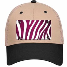 Pink White Zebra Oil Rubbed Novelty Khaki Mesh License Plate Hat - £21.81 GBP