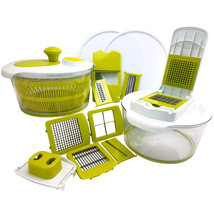 MegaChef 10-in-1 Multi-Use Salad Spinning Slicer, Dicer and Chopper with Interc - £89.51 GBP